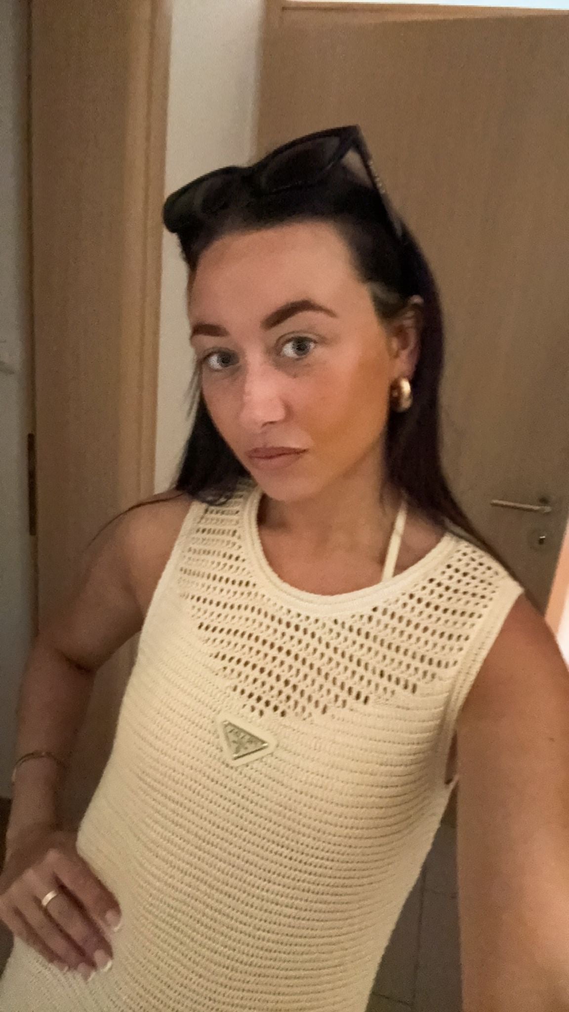 Beige P Crochet Beach Dress