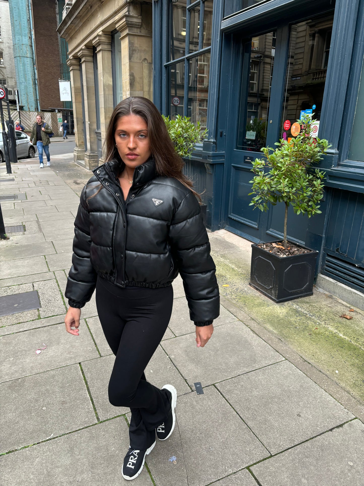Black P Cropped Bomber Jacket