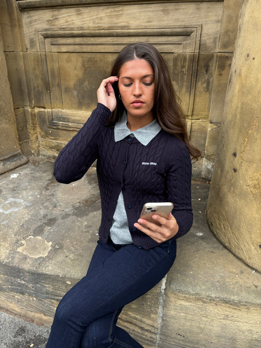 Navy MM Knit Cardigan