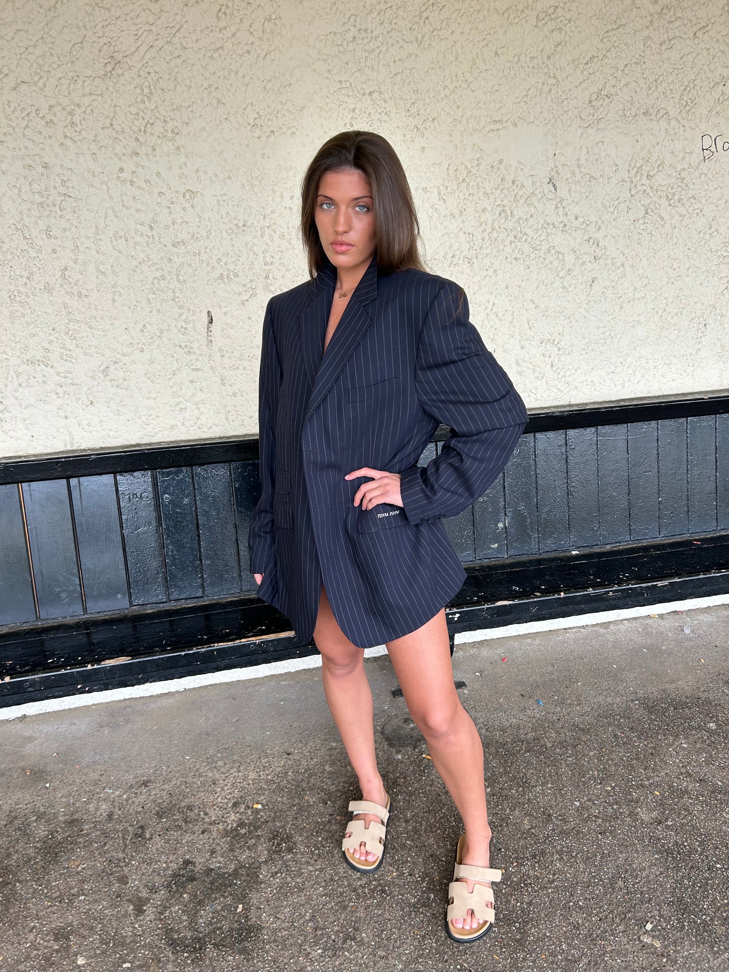 Navy Striped Miu Blazer