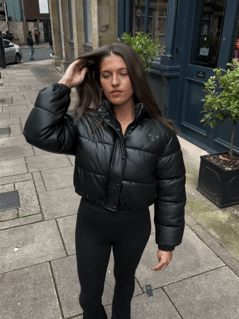 Black P Cropped Bomber Jacket